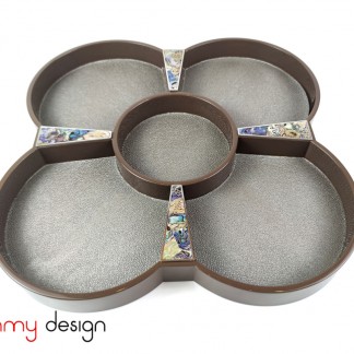 Flower-shaped brown lacquer tray 43*43*H4cm